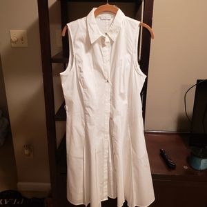 New York & Company Stretch button up shirt dress sz L NWT